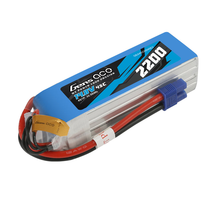 Gens Ace 2200mAh 4S1P 14.8V 45C LiPo Battery - EC3