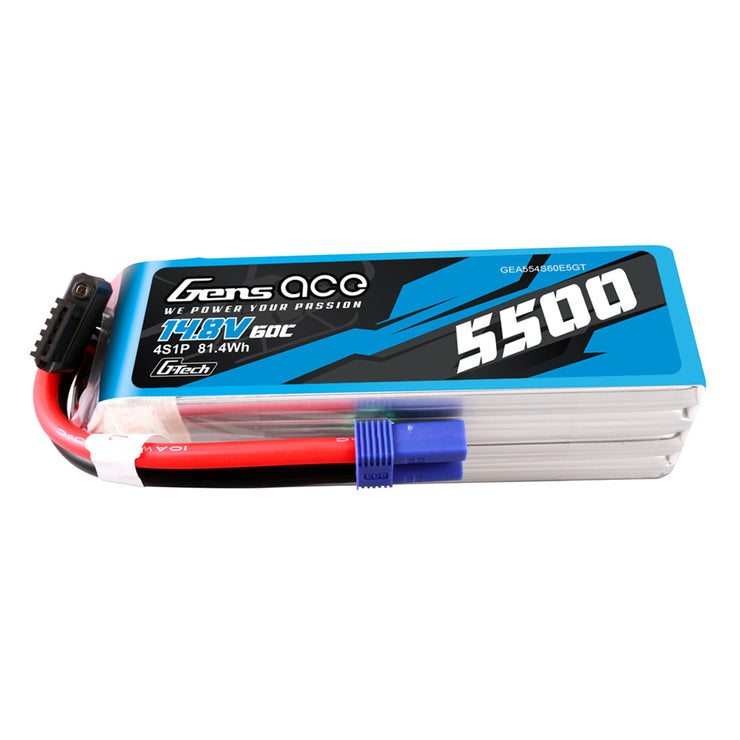 Gens Ace 5500mAh 4S1P 14.8V 60C G-Tech LiPo - EC5